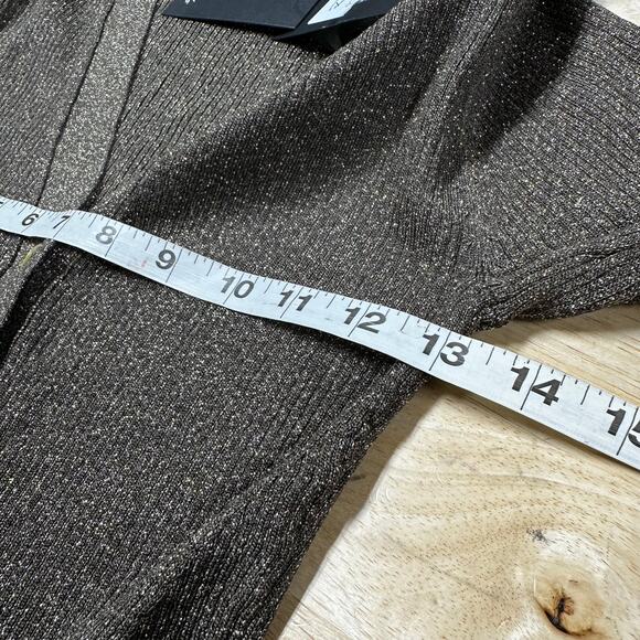 Rails NWT Beau Button Front Cardigan Gold Lurex Size S Ribbed Sparkly Fitted - Picture 11 of 12